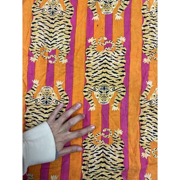 Indacorify Tiger Print Kaftan Beach Cover Up Cotton Indian Resortwear Pink - Picture 11 of 11